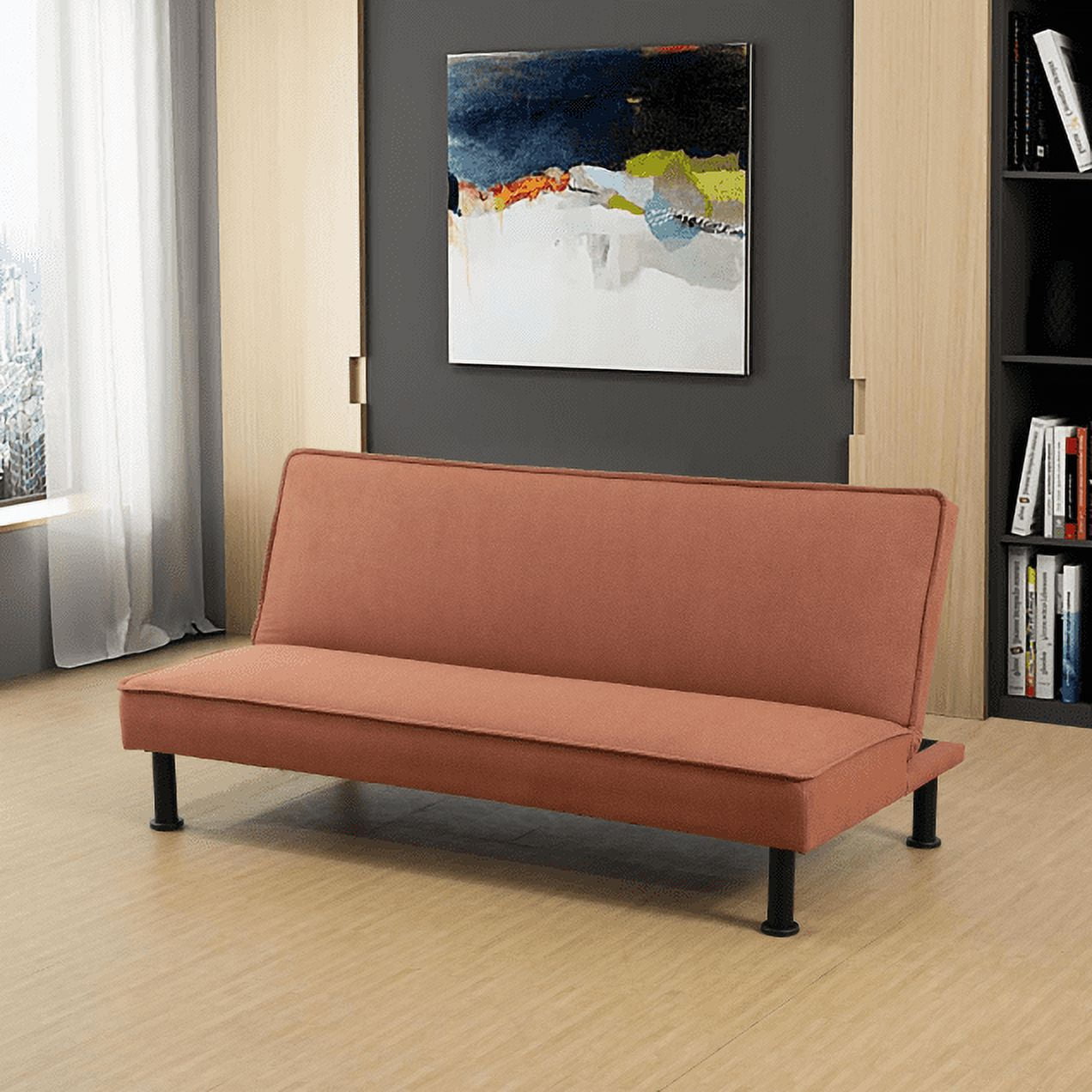 Modern Futon Sofa Convertible Sofa Couch Sleeper Recliner Futon Couches Bed, Adjustable Loveseat for Living Room,Tan