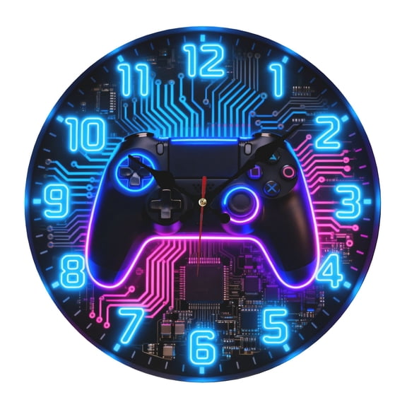 Modern Game Controller 2D Wall Clock, Silent Non Ticking Battery Operated, Clock Decorative for Bathroom Kitchen Bedroom 10 Inch