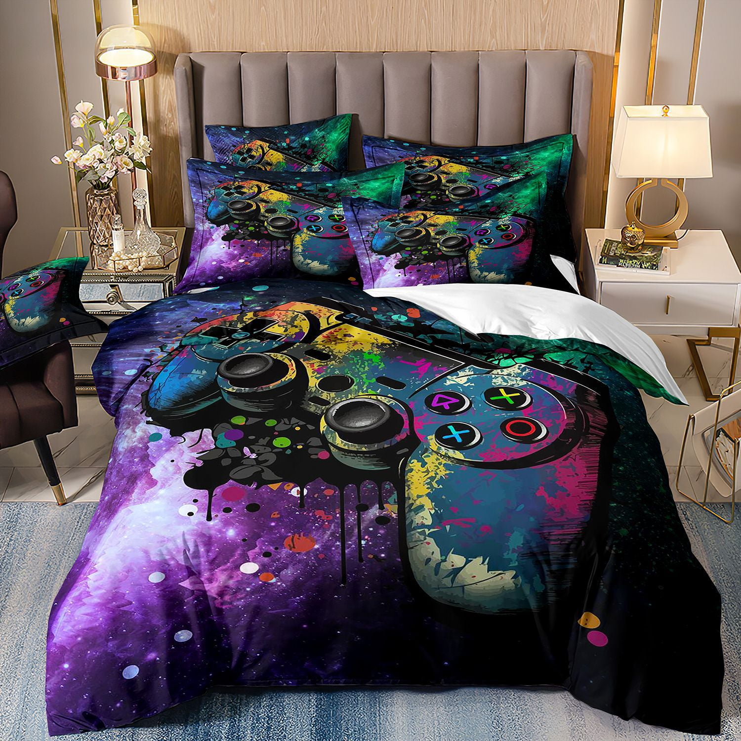 Modern Gamer Duvet Cover Video Games Bedding Set for Kids Video