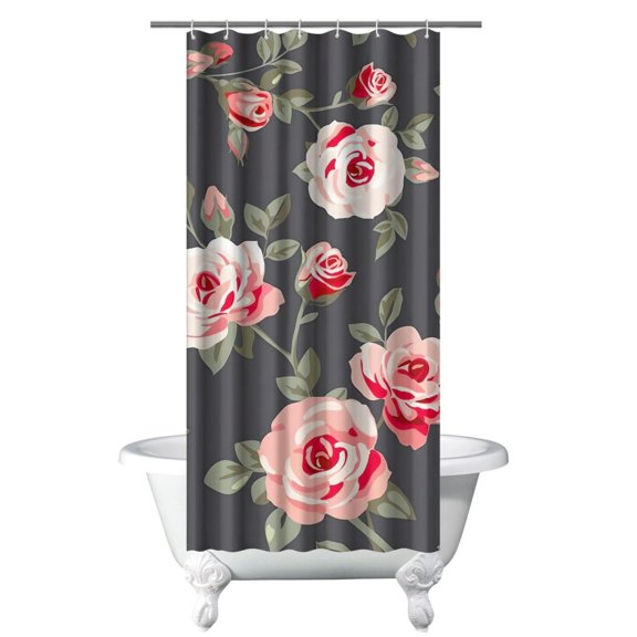 Modern Garden Bloom and Tropical Leaves Curtain 36x72, Bright Floral Style, Quick-Dry Polyester
