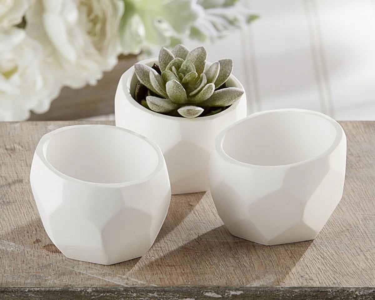 KATE ASPEN Modern Garden"" Geometric White Planter (Set of 4)