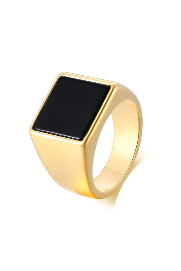 Modern Gents Ring, Nobility Dignified Signet Ring for Men, 14K Yellow Gold Stylishly Rings, Funky Cool Urban Jewelry For Man