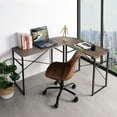 thumbnail image 1 of Modern Geo Walnut L Shape Computer Table, 1 of 3