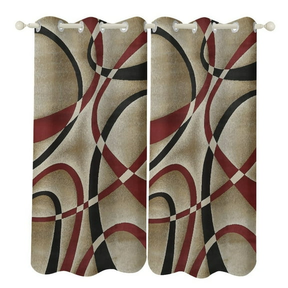 Modern Geometric 2 Panels Blackout Curtains for Bedroom Living Room Drapes Kitchen Room Window Blackout Curtain Grommet