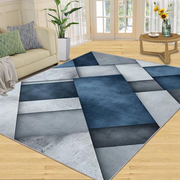 Modern Geometric Area Rug, Abstract Washable Rug, Non Slip Low Pile Carpet for Living Room Bedroom Home Decor 2x3ft