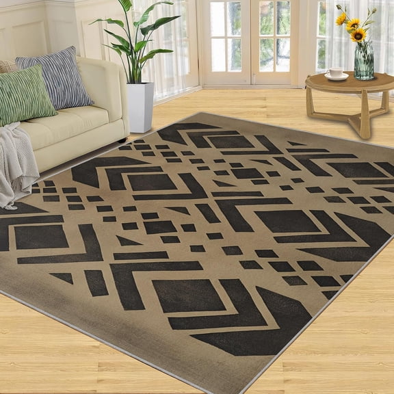 Modern Geometric Area Rug, Abstract Washable Rug, Non Slip Low Pile Carpet for Living Room Bedroom Home Decor 2x3ft