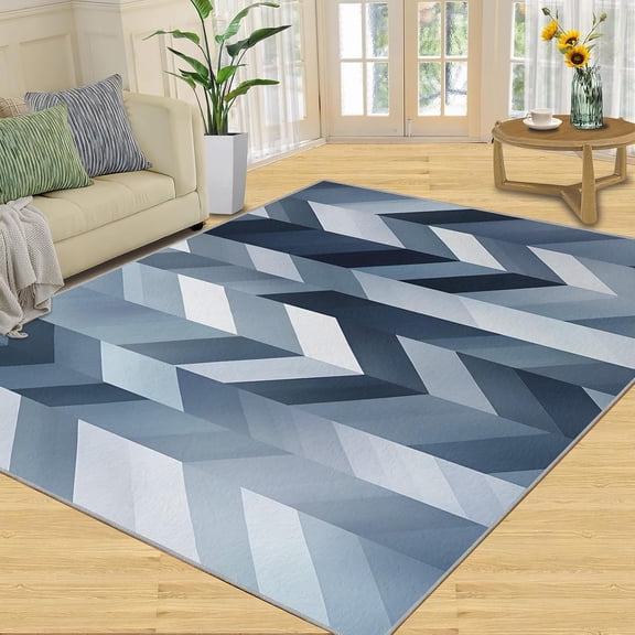 Modern Geometric Area Rug, Abstract Washable Rug, Non Slip Low Pile Carpet for Living Room Bedroom Home Decor 2x3ft