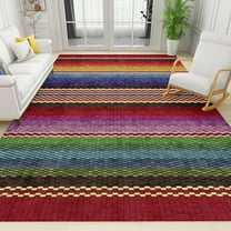 Modern Geometric Area Rug, Multicolor Stripe Print Carpet, Indoor Non-Slip Kids Rugs, Machine Washable Breathable Durable Carpet For Front Entrance Floor Decor 3' x 4'