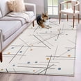 thumbnail image 1 of Modern Geometric Area Rugs 4'x6', Washable Small Throw Rugs for Office Bathroom, Minimalist Lines Polka Dots Abstract Beige Indoor Outdoor Rug Non-Slip Low Pile Carpet Runner Reversible Floor Mats, 1 of 8