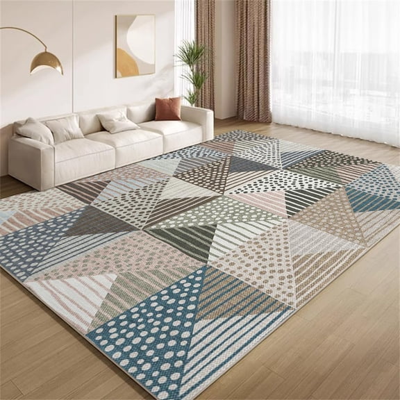 Modern Geometric Area Rugs, Blue Gray Multi Pattern Carpet, Washable Non Slip Low Pile Soft Rug for Living Room Bedroom Decor Mat 2ftx3ft