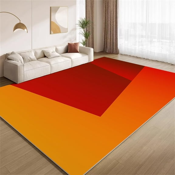 Modern Geometric Area Rugs, Orange Brown Pattern Carpet, Washable Non Slip Low Pile Soft Rug for Living Room Bedroom Decor Mat 2ftx3ft