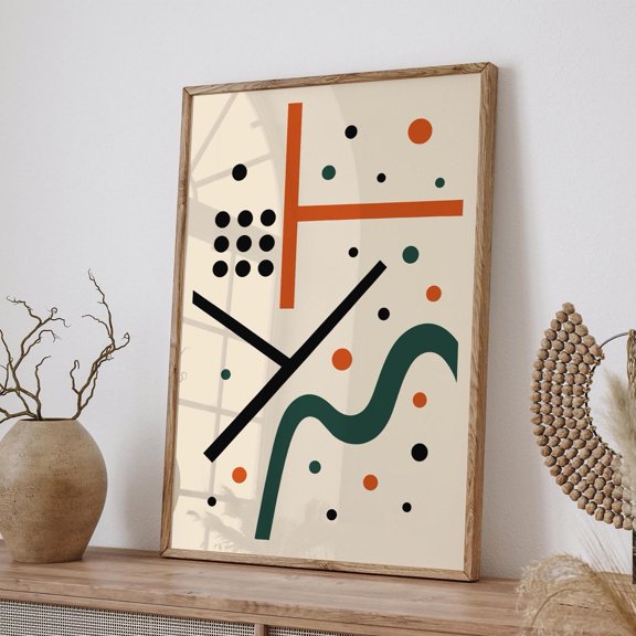 Modern Geometric Art Print: Mid-Century Minimalist Wall Decor UNFRAMED Poster, Wall Art for Decor, Present, 8x12