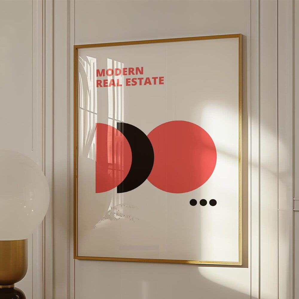Modern Geometric Bauhaus Poster Red Black Wall Art Minimalist Art For ...