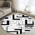 thumbnail image 1 of Modern Geometric Black Round Area Rug 3.3Ft Washable Circle Rugs for Dining Room Table, Abstract Minimalist Artwork Lines Non-Slip Carpet Floor Mats Indoor Outdoor Carpet Runner Aesthetic Home Decor, 1 of 8