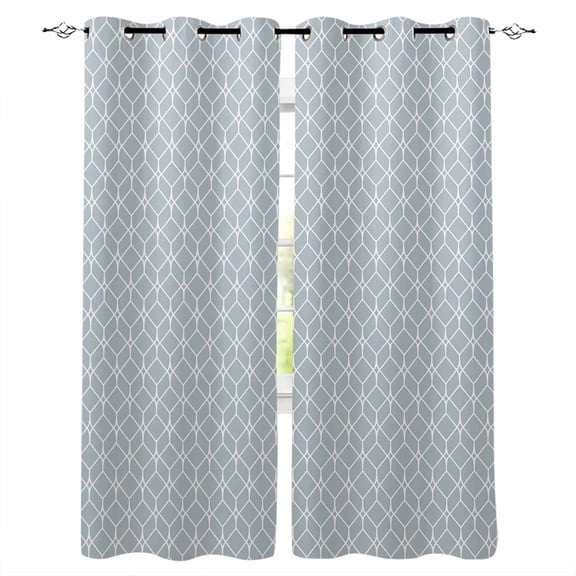 Modern Geometric Blackout Curtains 72 Inch Length Grey Color Blocks Abstract Cube Simple Thermal Insulated Window Curtain Window Drapes 2 Panels for Bedroom Living Room 52"Wx72"L