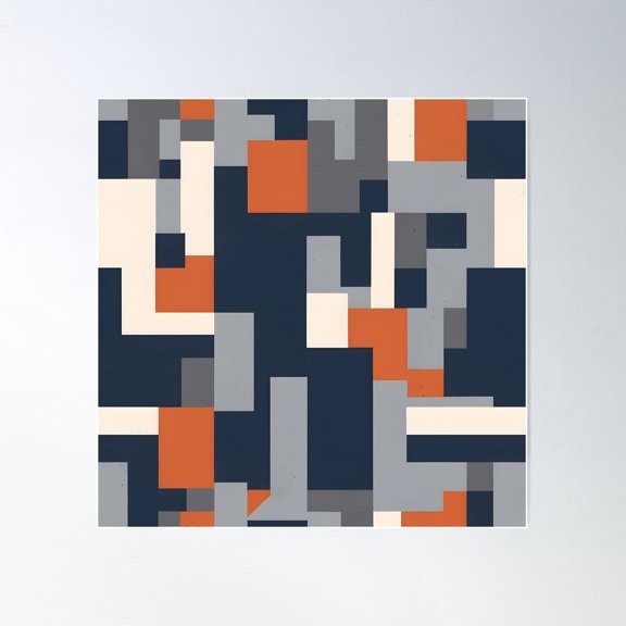 Modern Geometric Blocks – Abstract Urban Pattern Poster Wall Art, Modern Wall Decor For Living Room Bedroom, 30x30 UNFRAMED