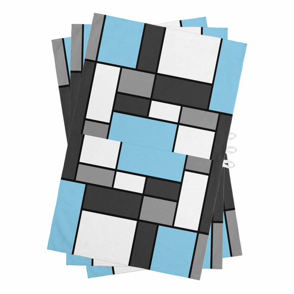 Modern Geometric Blue Black Kitchen Towels Set of 3, Water Absorbent Dish Towel, Abstract Minimalist Color Blocks Decorative Hand Towels - Quick Drying Cloth for Cooking Baking, 18x28 Inch