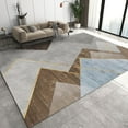 thumbnail image 1 of Modern Geometric Blue Pattern Area Rugs, Gray Brown Background Gold Lines Living Room Rug, Anti-Skid Rectangle Accent Carpet For Kids Bedroom Office Kitchen Farmhouse, 1 of 7
