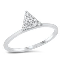 Modern Geometric Boho Triangle Ring .925 Sterling Silver Band White CZ Jewelry Female Size 5