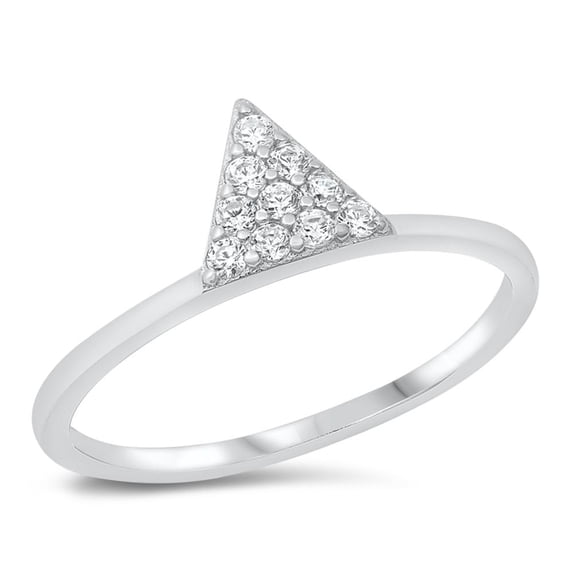 Modern Geometric Boho Triangle Ring .925 Sterling Silver Band White CZ Jewelry Female Size 6