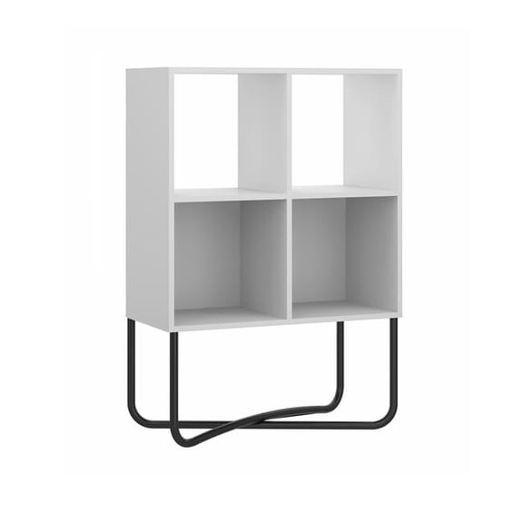 Modern Geometric Bookcase, White