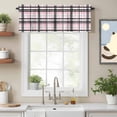 thumbnail image 1 of Modern Geometric Buffalo Plaid Valances for Windows,Kitchen Valance Rod Pocket Short Curtain, Black Pink Line Lattice Valance Curtain Window Valances for Bedroom Bathroom Living Room 54x18in, 1 of 9