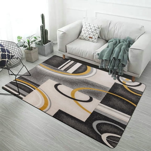 Modern Geometric Carpet Soft Comfy Rug for Home Living Room Bedroom Area Rug Non-slip Doormat Decor