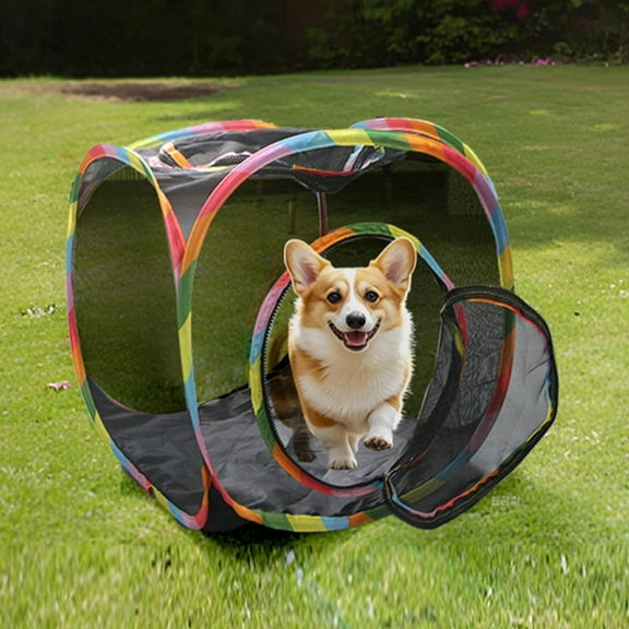 Modern Geometric Cat Cube Breathable Mesh Pet Playpen Indoor Comfortable Durable Steel Frame for Cats and Small Dogs