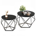 Modern Geometric Coffee Table Set of 2, Round Nesting Side Tables with ...