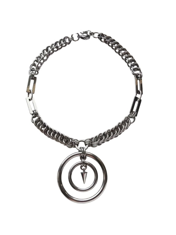 Modern Geometric Cone Circle Necklace Stainless Steel Chain Neck Jewelry 45Cm
