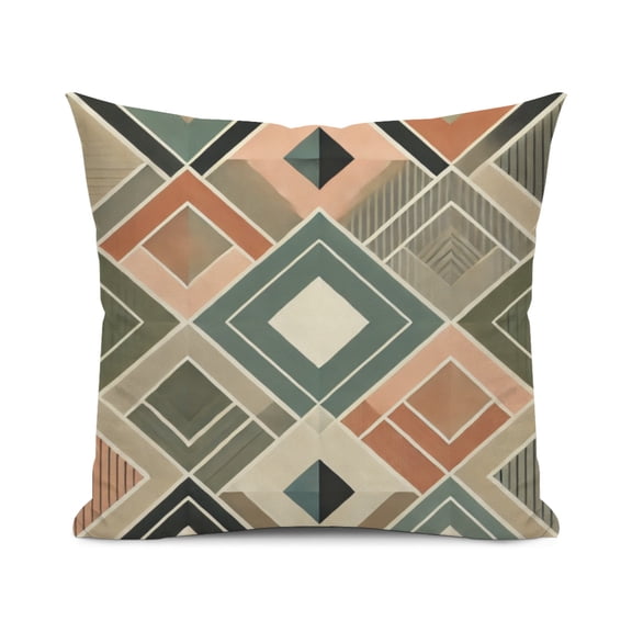 Modern Geometric Design Minimalist Triangle & Diamond Pattern Throw Pillow Cover, 18x18