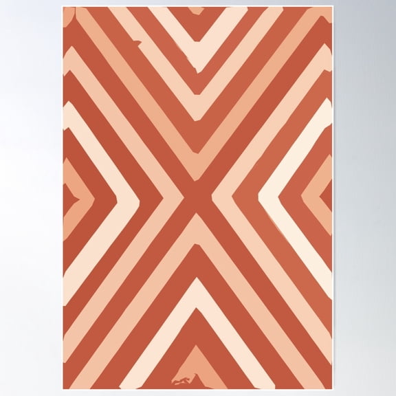 Modern Geometric Diamond Pattern Red Poster Wall Art, Modern Wall Decor For Living Room Bedroom, 16x24 UNFRAMED