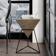 thumbnail image 1 of Modern Geometric End Table with Wooden Top and Metal Base, Unique Pyramid Side Table Plant Stand for Office, Living Room, Bedroom, Triangle, Brown, Nature, 1 of 16