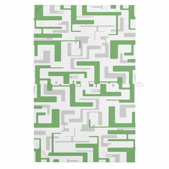 Modern Geometric Green 1 Pack Kitchen Towel, Water Absorbent Dish Towel, Abstract Minimalist Artwork Lines Decorative Hand Towels - Quick Drying Cloth for Cooking Baking, 18x28 Inch
