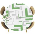 thumbnail image 1 of Modern Geometric Green Round Tablecloth 36-44 Inch Round Fitted Table Cloth with Elastic Edge, Abstract Minimalist Artwork Lines Waterproof Table Cover Protector for Outdoor Picnic Party Dining, 1 of 9