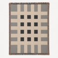 Modern Geometric Grid Beige, Gray and Black Woven Blanket, 100% Cotton ...