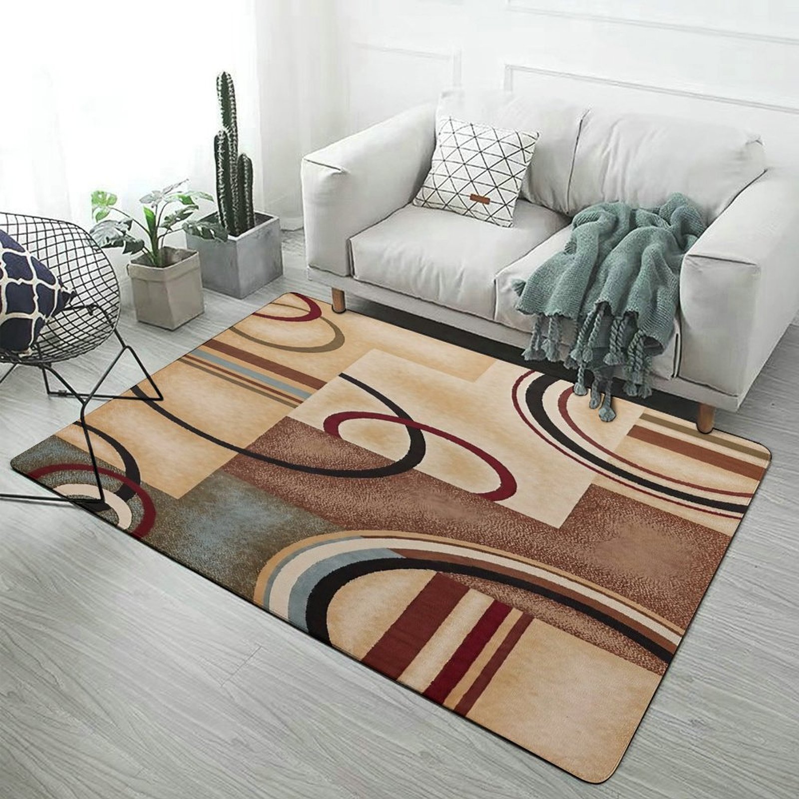 Modern Geometric Home Decor Living Room Carpet Non-slip Soft Comfy Hotel Lobby Floor Rug Kitchen Bedroom Entrance Doormat Mats 63"x 79"