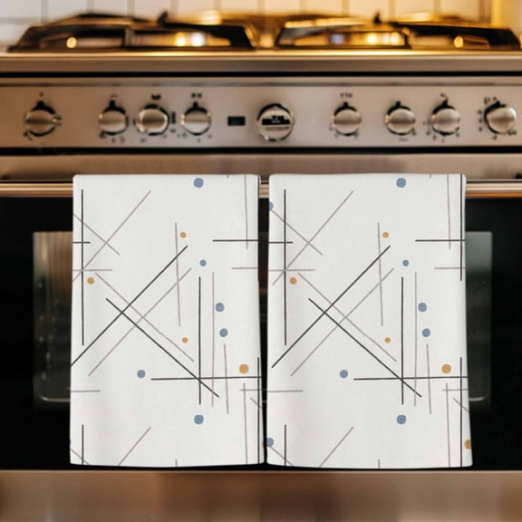 Modern Geometric Kitchen Towels Set of 4, Minimalist Lines Polka Dots Abstract Beige Absorbent Dish Towels for Kitchen, Microfiber Hand Towel, Quick Drying Tea Towel for Cleaning Dishcloths