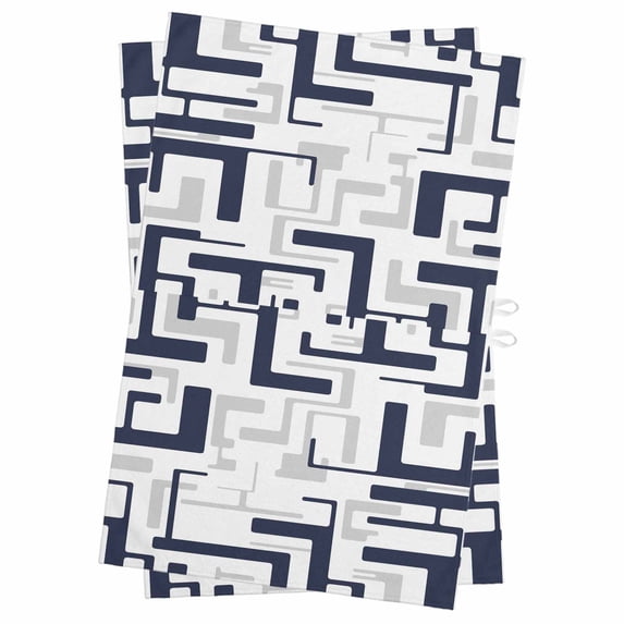 Modern Geometric Navy Blue Kitchen Towels Set of 2, Water Absorbent Dish Towel, Abstract Minimalist Artwork Lines Decorative Hand Towels - Quick Drying Cloth for Cooking Baking, 18x28 Inch