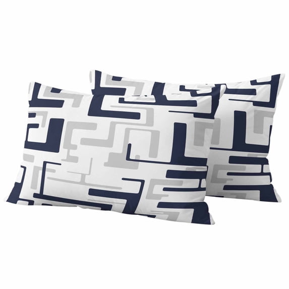 Modern Geometric Navy Blue Outdoor Waterproof Pillow Covers, Abstract Minimalist Artwork Lines Decorative Rectangle Throw Pillowcase Sofa Cushion Sham for Patio/Couch/Chair, 20"x12" 2 Pack