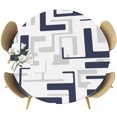 thumbnail image 1 of Modern Geometric Navy Blue Round Tablecloth 36-44 Inch Round Fitted Table Cloth with Elastic Edge, Abstract Minimalist Artwork Lines Waterproof Table Cover Protector for Outdoor Picnic Party Dining, 1 of 9