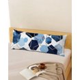 thumbnail image 1 of Modern Geometric Navy Blue Throw Pillow Cover,Abstract Gold Lines Nordic Art Rectangle Decorative Pillow Case Protector Soft Cushion Cover Lumbar Pillowcase for Couch Sofa Bedroom Car Decor 20x54 In, 1 of 8