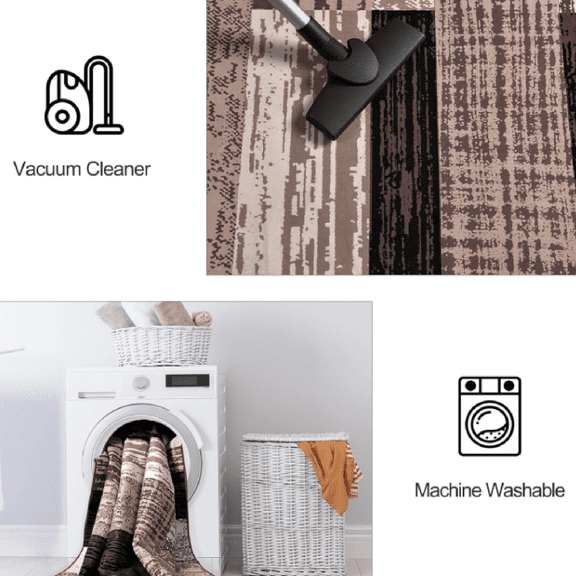 Modern Geometric Patchwork Area Rug, 5x8 Chocolate Large Rugs for Living Room,  Collection Indoor Rugs for Bedroom, Throw Carpet Floor Decor for Entryway Dining Room Office Nursery