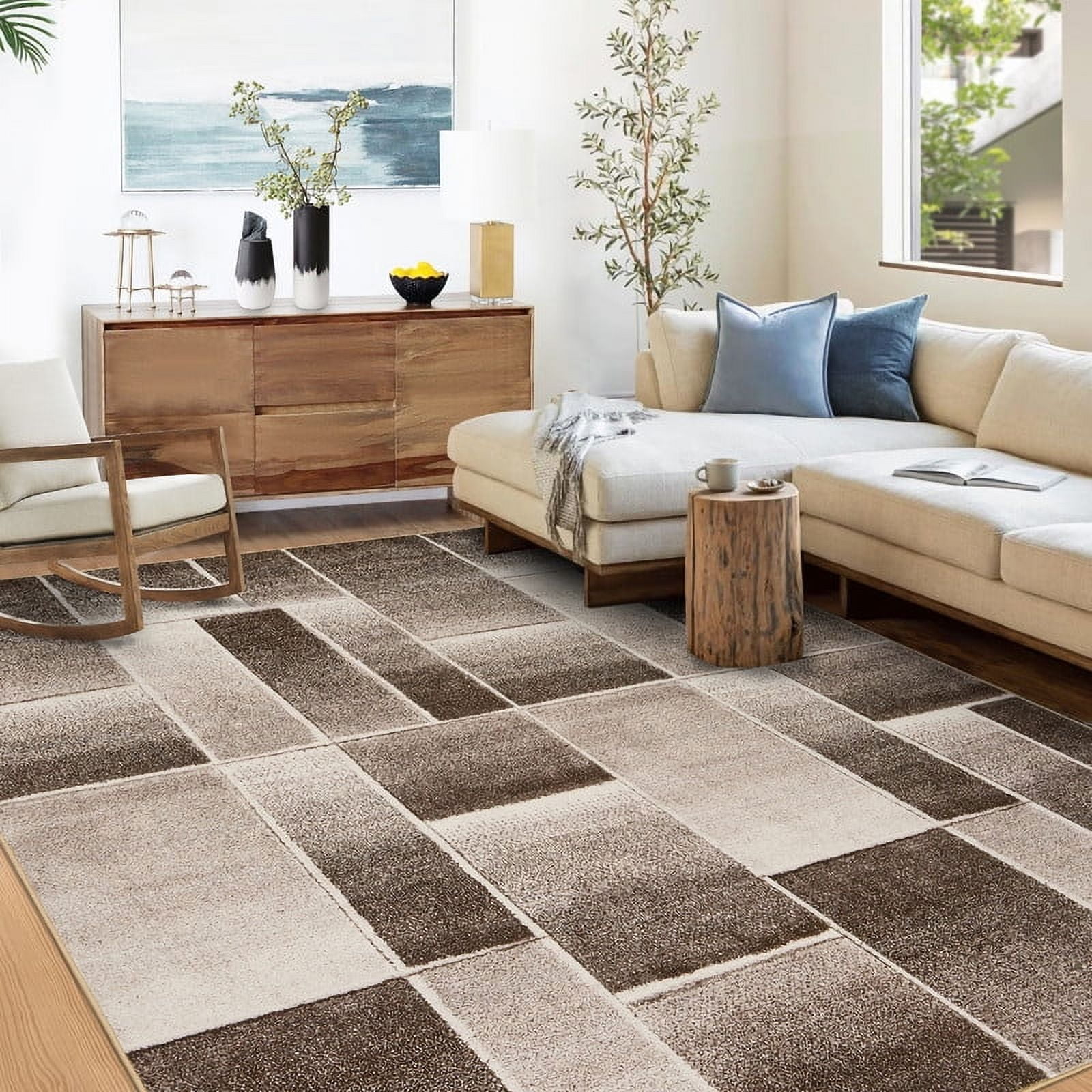 Modern Geometric Patchwork Area Rug 8x10 Large Rugs for Living Room ...