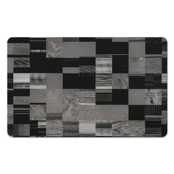 Modern Geometric Patchwork Bathroom Rug by Rockwood Collection. Ideal Floor Decor for Bedroom, Office, Living Room, Entryway. 20x32 inch Size Great for Hardwood Floors.
