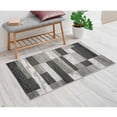 thumbnail image 1 of Modern Geometric Patchwork Plush Polypropylene Washable Indoor Area Rug, 2" x 3", Light Blue/Ivory, 1 of 4