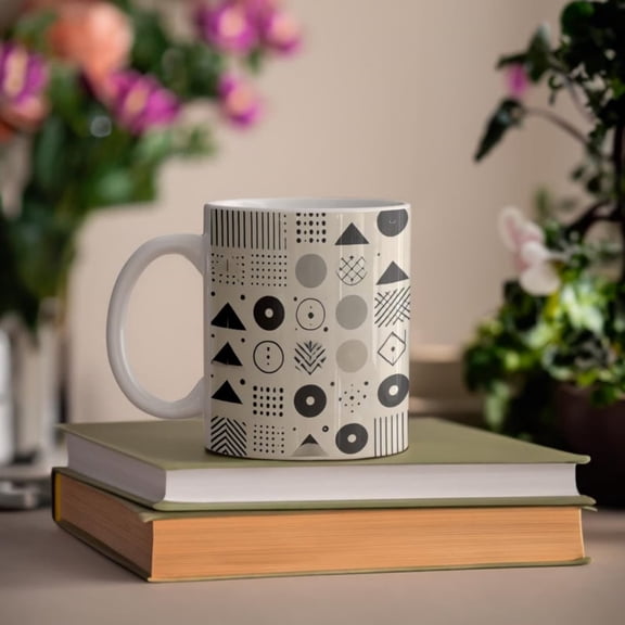 Modern Geometric Pattern Ceramic Coffee Mug oz.jpg