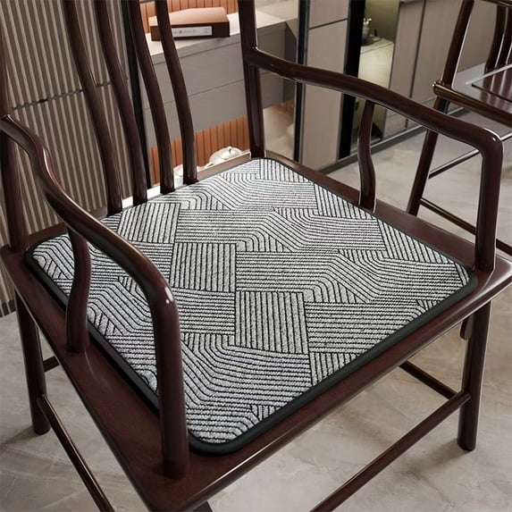 Modern Geometric Pattern Square Chair Cushion with Black Piping for ...