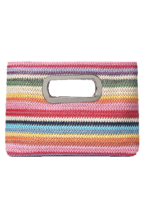 Modern Geometric Pattern Woven Purse Soft Handbag Roomy Interior Beach Bag Suitable For Work And Daily