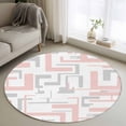 thumbnail image 1 of Modern Geometric Pink Round Area Rug 4Ft Washable Circle Rugs for Bedroom Dining Room, Abstract Minimalist Artwork Lines Non-Slip Carpet Floor Mats Indoor Outdoor Carpet Runner Aesthetic Home Decor, 1 of 8